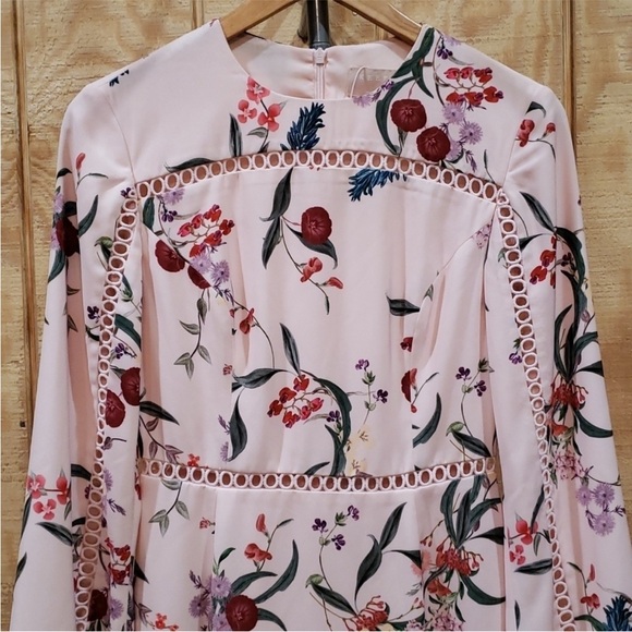 Size S women Keepsake The Label Pink Floral Embroidered Cut Out Dress date night - Picture 4 of 8